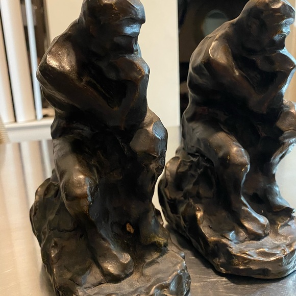 Art Vintage Antique Style Bronze The Thinker Sculpture Bookends